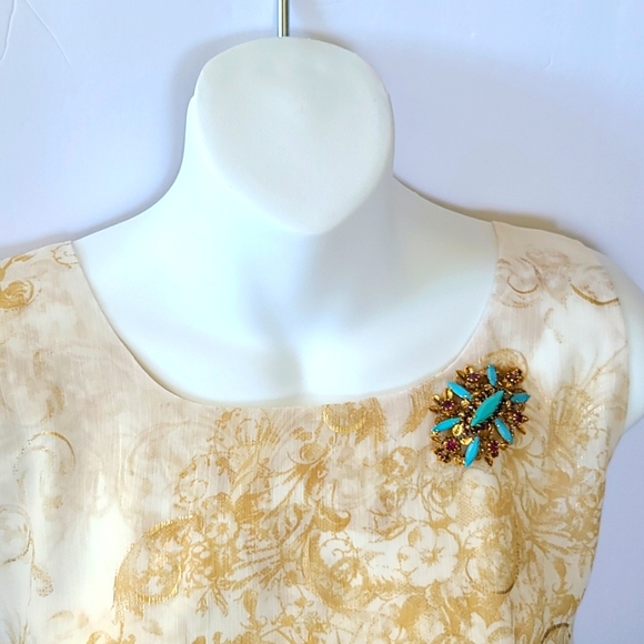 Vintage AUSTRIA Turquoise Rhinestone Brooch Purple Crystal Pin Ornate Antique - Picture 14 of 16